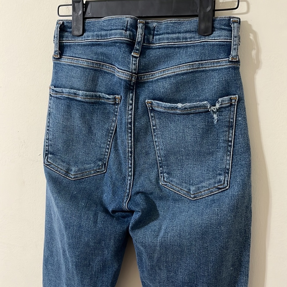 Agolde Dark Wash Distressed Sophie Skinny High Rise Denim Jeans Size 25 - Picture 9 of 11